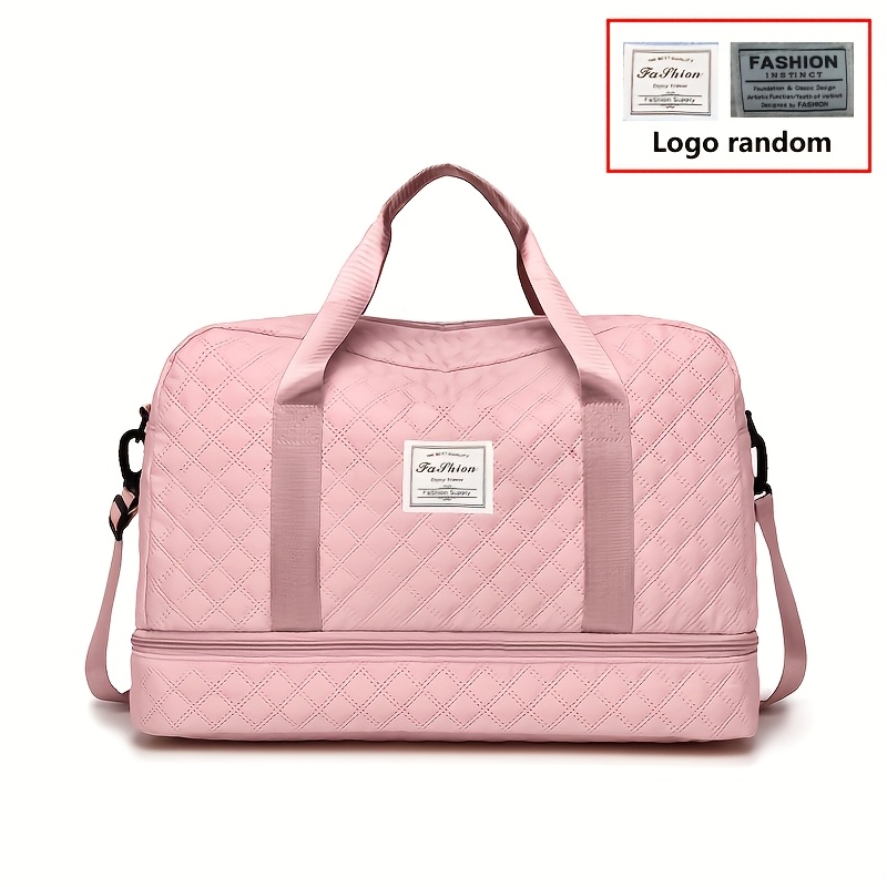 TEMU Diamond Grid Design, Large Capacity Sports And Fitness Storage, Multi-pocket Portable Weekend Travel Bag, Sports Equipment Bag | Handbag |