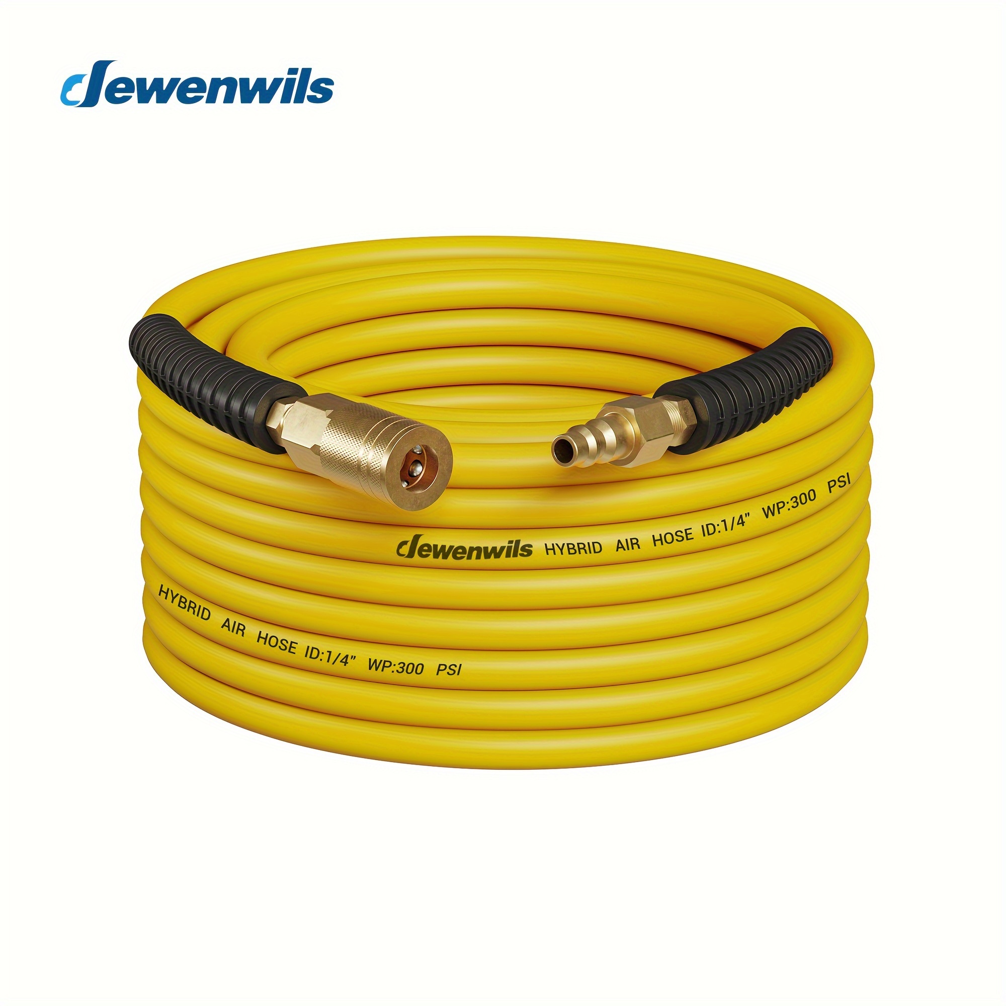 

Dewenwils 1/4 Inch X 50ft Air Hose 300 Psi, Heavy Duty Air With 1/4" Industrial Quick Coupler Fittings, Flexible And Kink Resistant Hose (yellow)