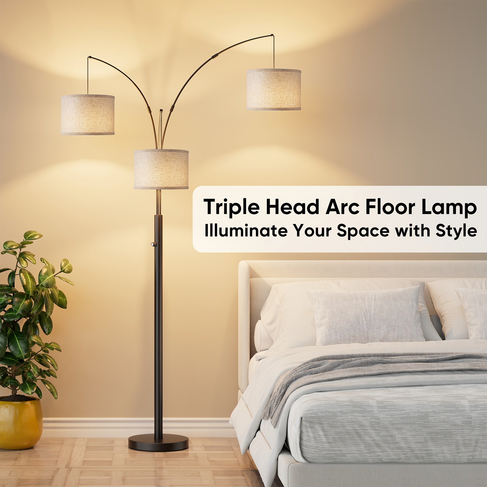 TEMU Lampe sur Pied à Trois Têtes avec Trois Températures de Couleur et Dimmable : Créez une Ambiance Lumineuse Confortable à