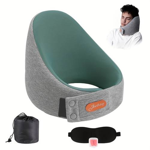 360 degree head support neck pillow adjustable lightweight breathable for airplane office and car travel eye mask and earplugs travel adjustable neck pillow breathable fabric