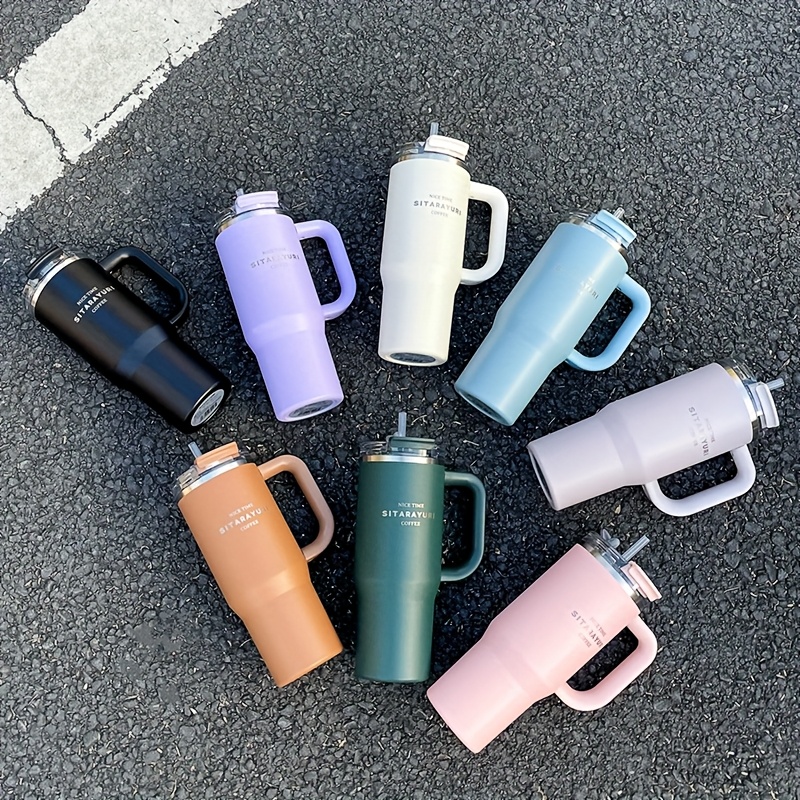 gobelet isolé en acier inoxydable 900ml avec paille et poignée, étanche, bpa, idéal pour le camping air et , multicolore Détails du produit 6