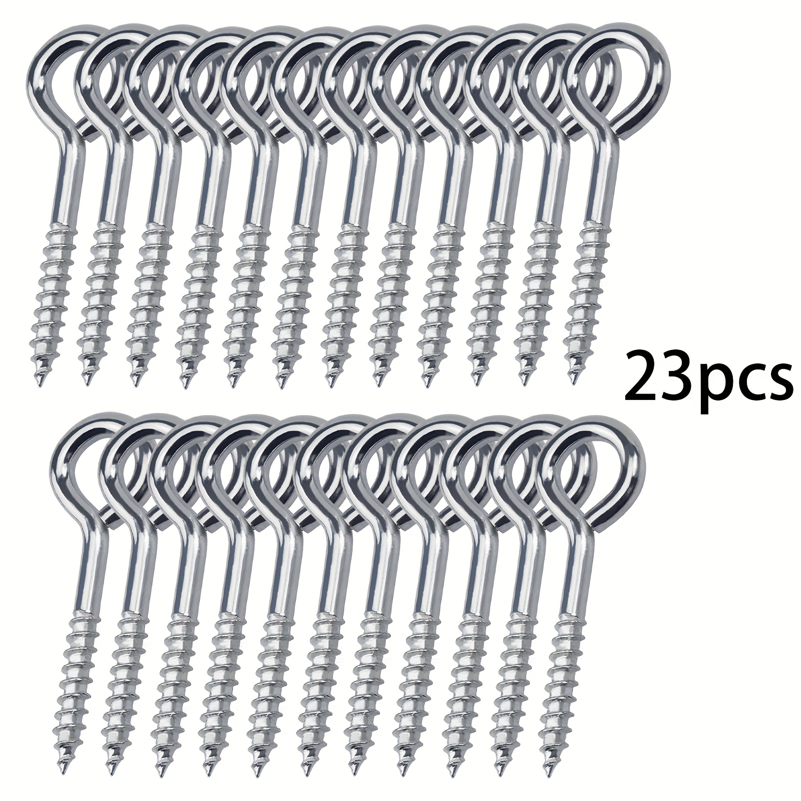 TEMU Lot de 23 crochets à vis à œil de 2,16 pouces, argentés, crochets de suspension faible capacité pour rideaux, portes, placard, maison et