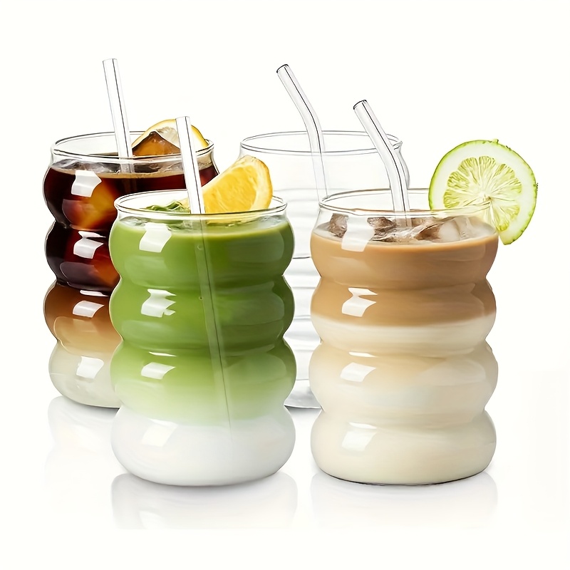 E-shop Modischer, niedlicher, rutschfester Glasbecher in Raupe-Form, Kaffeebecher aus hochwertigem Borosilikatglas, Matcha-Becher, Wellenförmiger