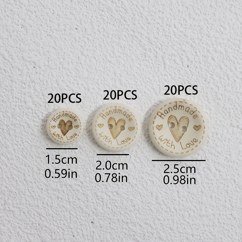 TEMU 60 pièces Boutons en Bois Alphabet Cœur , Idéal pour Réparation de Vêtements DIY, Poupées et Fournitures d'Artisanat Polyvalentes