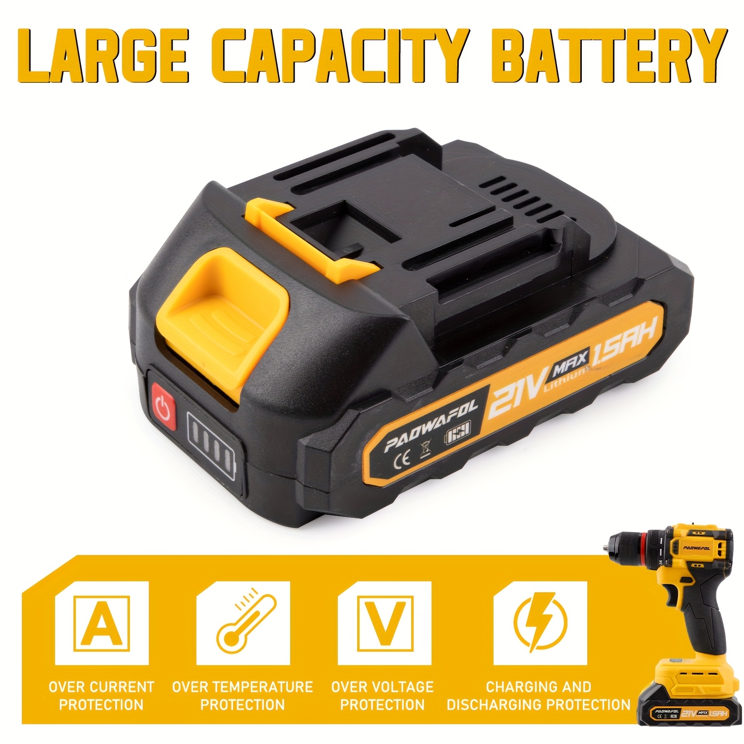 kit de herramientas eléctricas   - taladro inalámbrico con 2 baterías de 2x1,5ah, múltiples accesorios para mejoras  ,   y portátil, ideal para proyectos diy, kit de mejoras  |conjunto de taladros versátiles|taladro de plástico   Detalles del producto 6