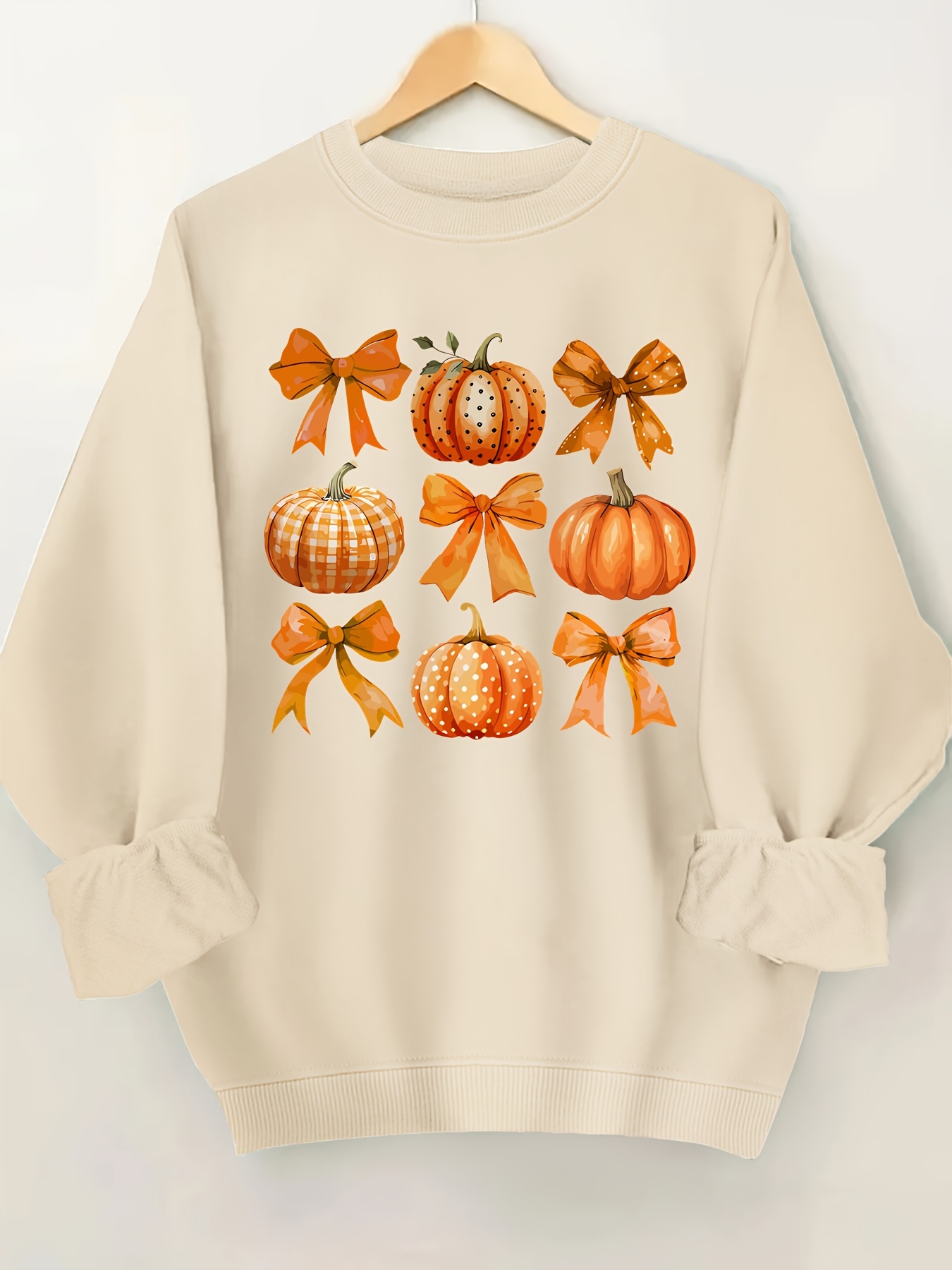 sudadera casual cuello mujer estampado calabaza Temu Argentina