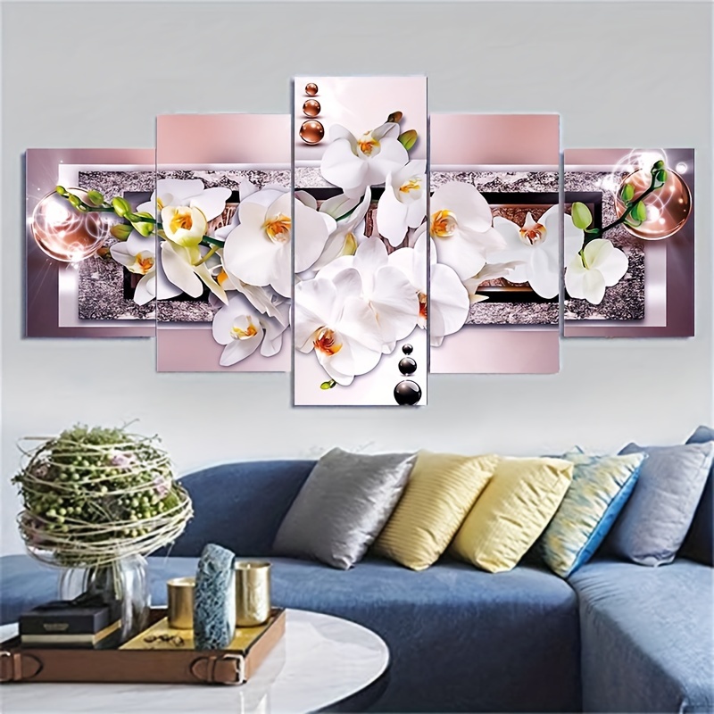 

5pcs New Diamond Art Painting Multi Kits, Sparkling Flower Diamond Art For Adult, Large Size Patterns Diy Wall Decor