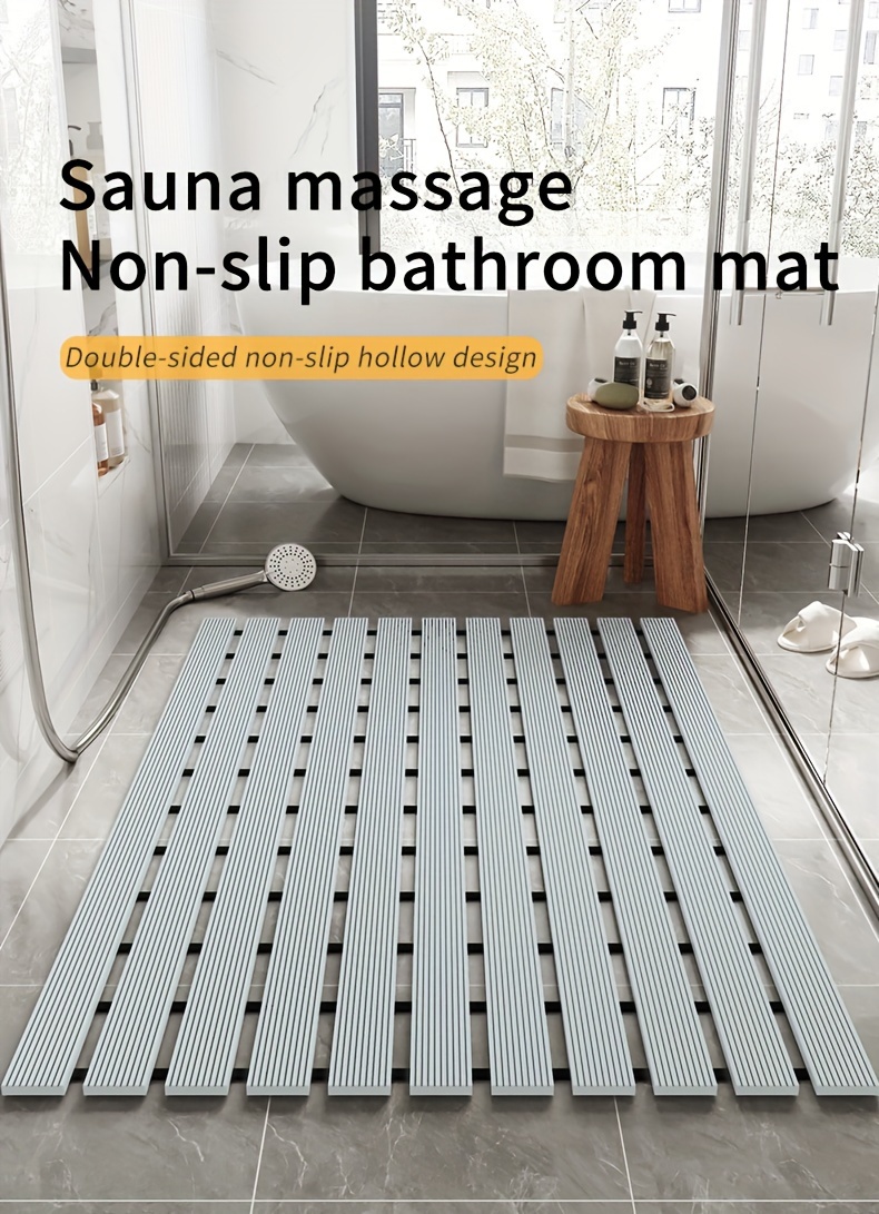 1pc of   brand christmas pvc anti slip bathroom mat bathroom mat with rubber backing and drainage holes soft shower mat suitable for bathtub shower floor mat bathroom mat simple and stylish bathroom decoration mat 16 9 23 6 inches best for christmas Product details 0