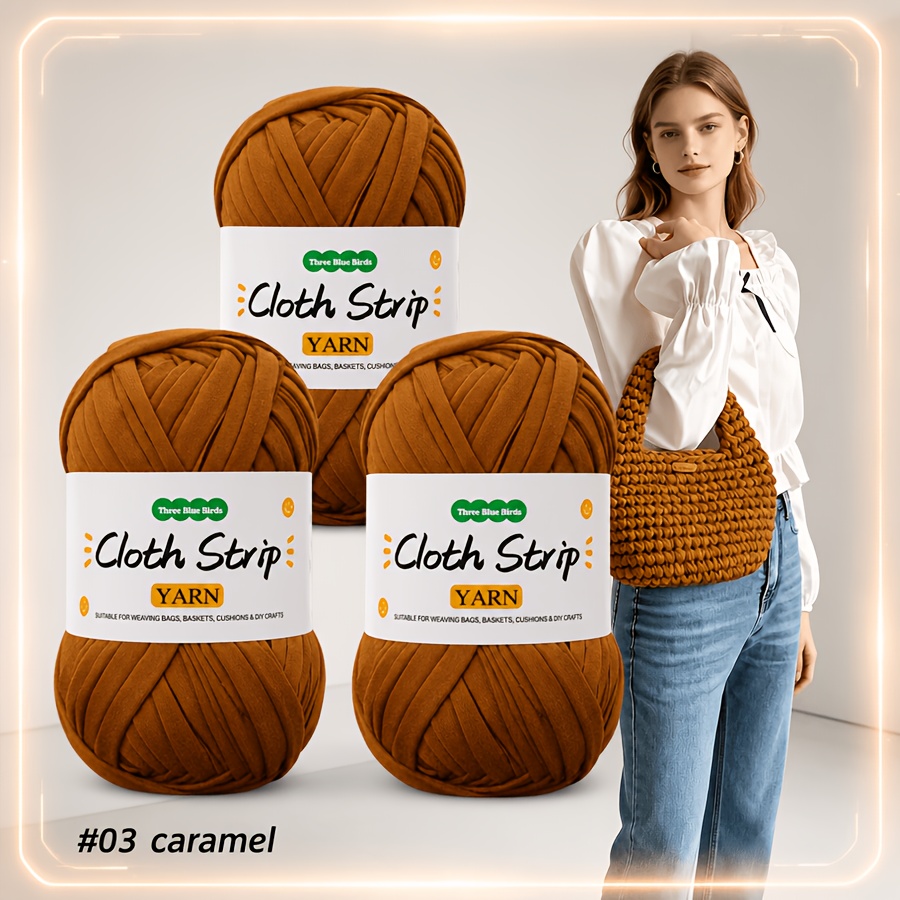 TEMU Lot de 3 (300g ) de et Extensible pour T-shirt, Adapté au Crochet et au , Fil Tissé Multicolore aux et aux pour Bricolage, Décorations de