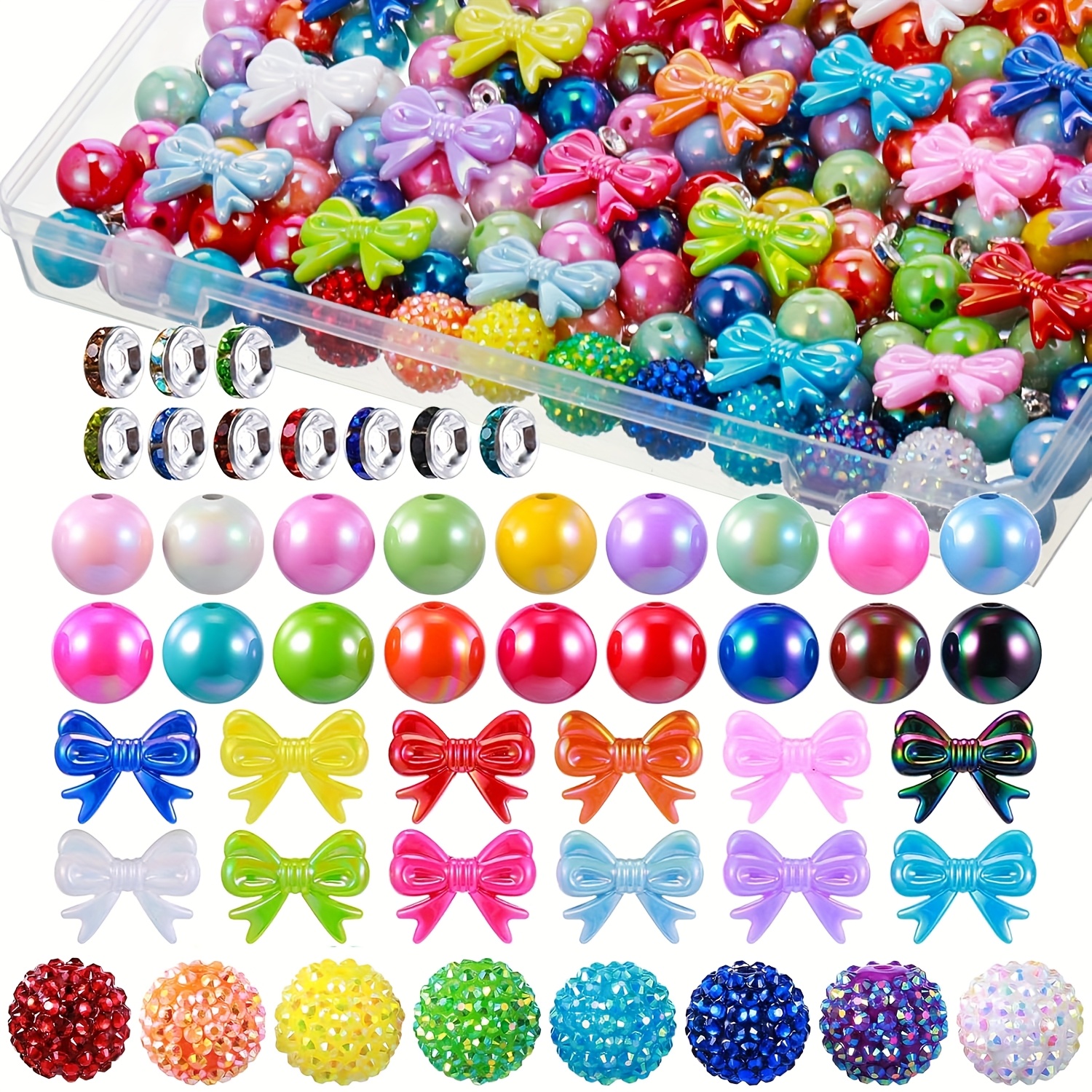 TEMU 300pcs Set Of Multi-specification Bead Additions Peach Heart Bow Additions Spacer Bead Additions Jewelry Beading Ballpoint Pen Beading Additions