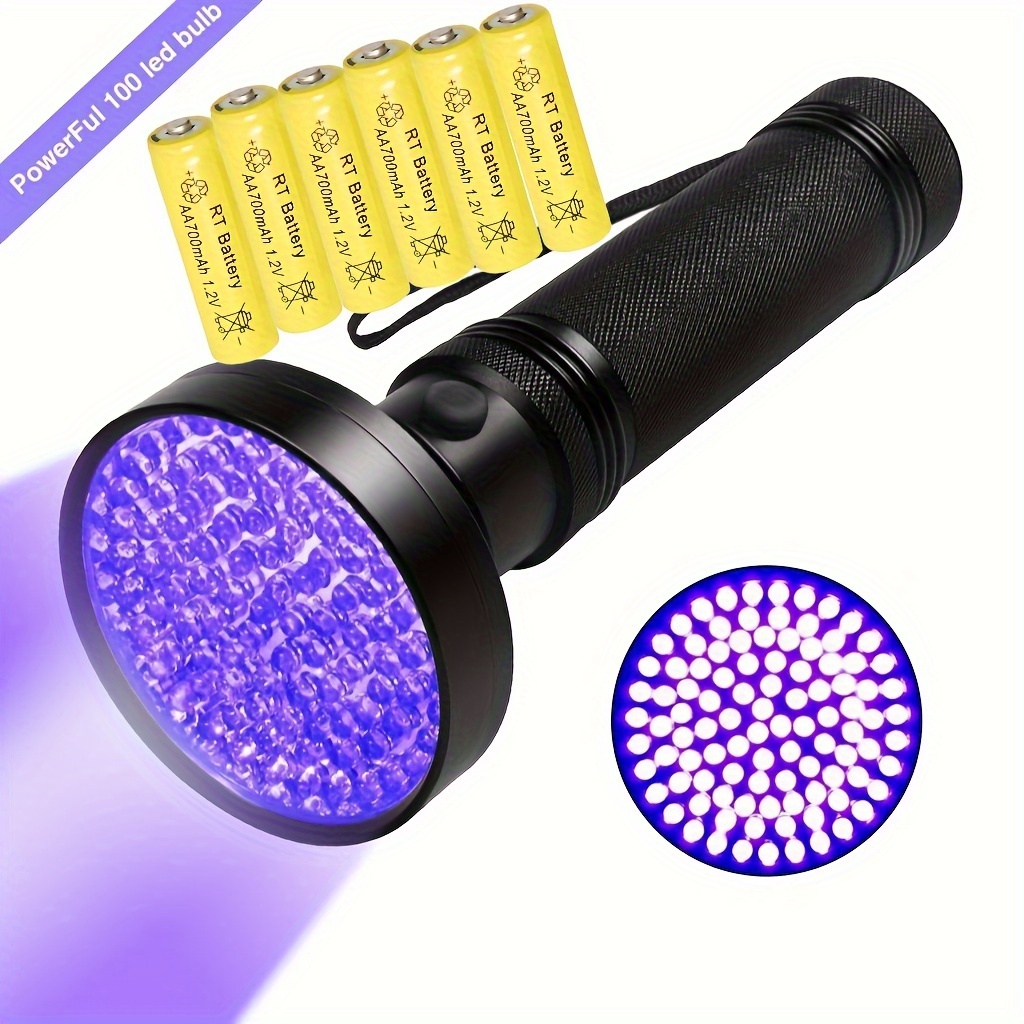 

1pc Lamp Purple Flashlight 395nm With High And Flood Effect 385-395nm Ultraviolet, Most Suitable For Commercial/household Use, In Ambient Light (with 6 Aa Batteries)