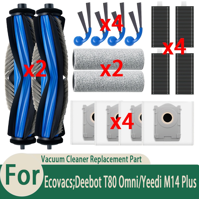 E-shop Set mit 16 Zusatzteilen für den T80 OMNI und M14 Plus Saugroboter, inklusive 2 Hauptbürsten, 2 Rollenmopps, 4 HEPA-Filter, 4 Staubbeutel und 4
