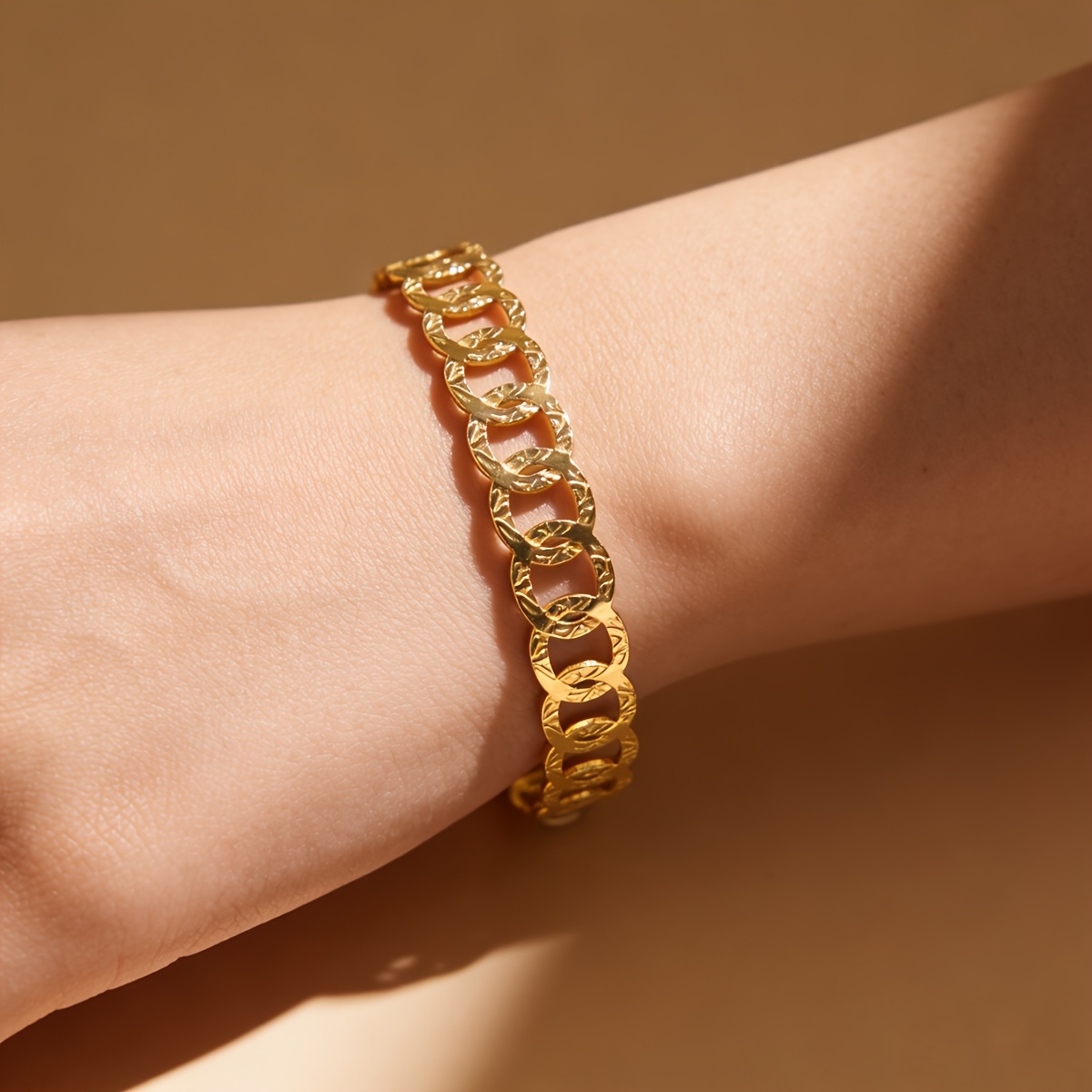Women's Adjustable Luxurious Golden-Plated Stainless Steel Bangle Bracelet