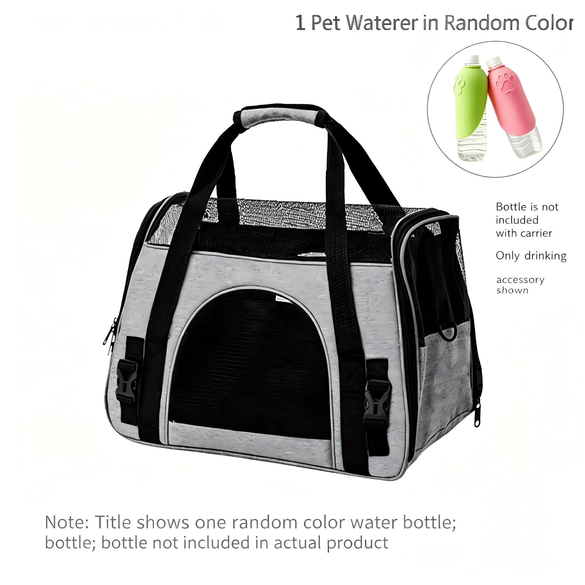 TEMU Halloween Christmas Pet Handbag, With 1pc Random Color Water Bottle Accessory, Breathable Mesh Travel Bag, With Adjustable Shoulder Strap,