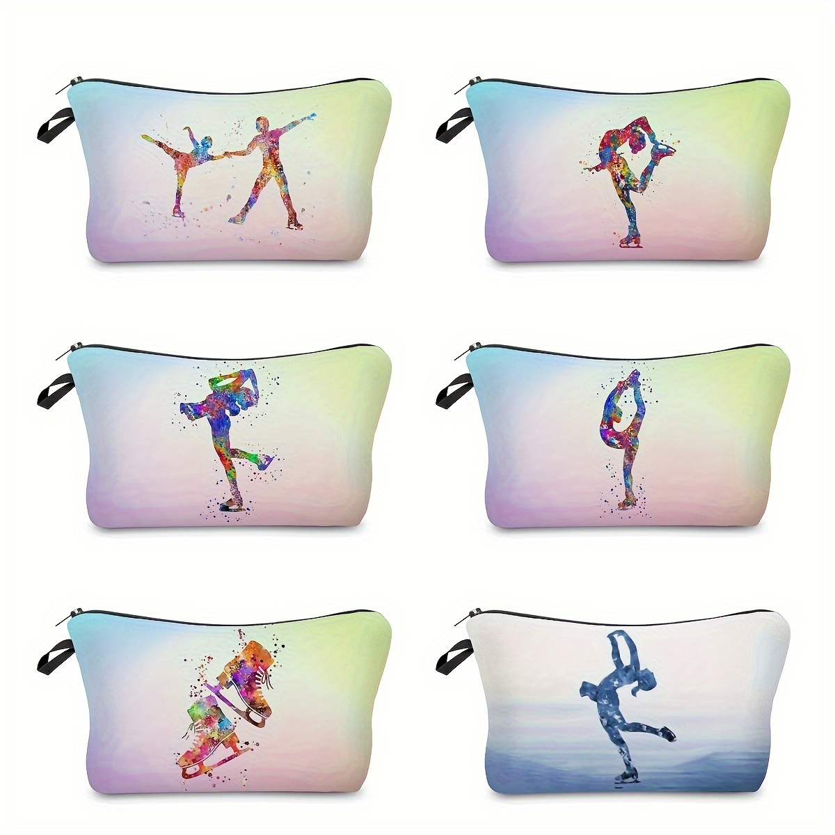 

Chic Artistic Skating Print Women's Toiletry Bag - Lightweight, Foldable With Zip Closure