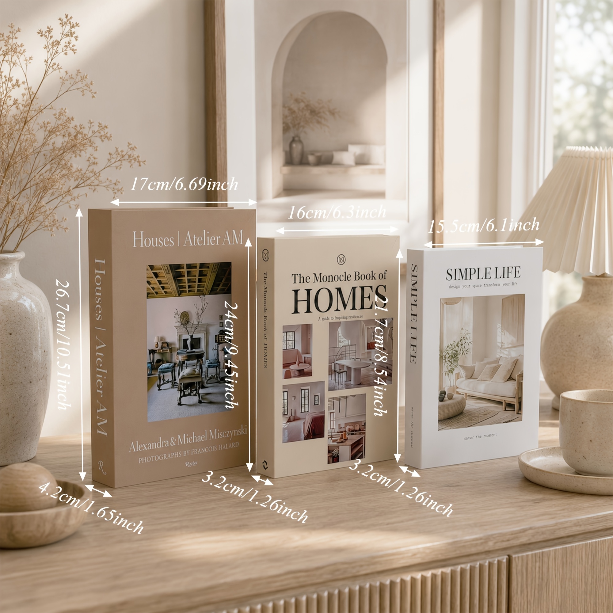 TEMU Set di 3 libri decorativi , set di libri finti per arredo soggiorno, stile per , vetrine e decorazione per la casa boutique