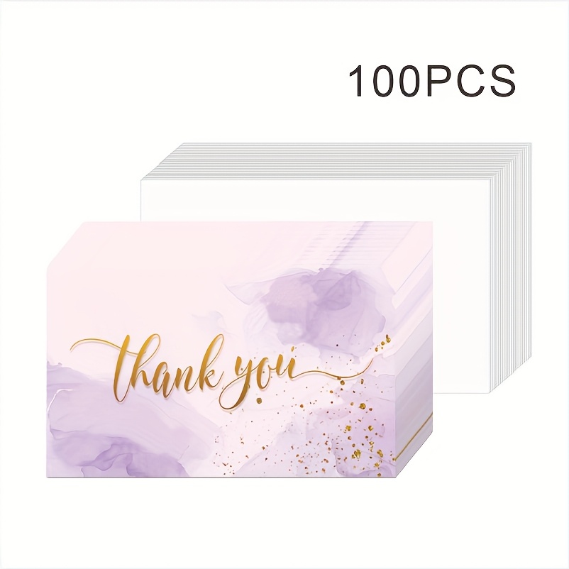 Image of 100pcs/50pcs/30pcs, Purple Charm Thank You Cards, Thank You Letters, Suitable For Small Businesses, Weddings, Gift Cards, Christmas, Graduation Ceremonies, Gift- Events