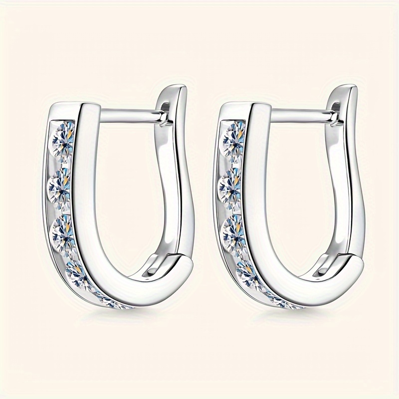 925 sterling silver moissanite u shaped earrings 18k golden plated hypoallergenic vintage luxurious style   party accessory   wedding halloween banquet anniversary valentines day mothers day with gift box 3g details 1