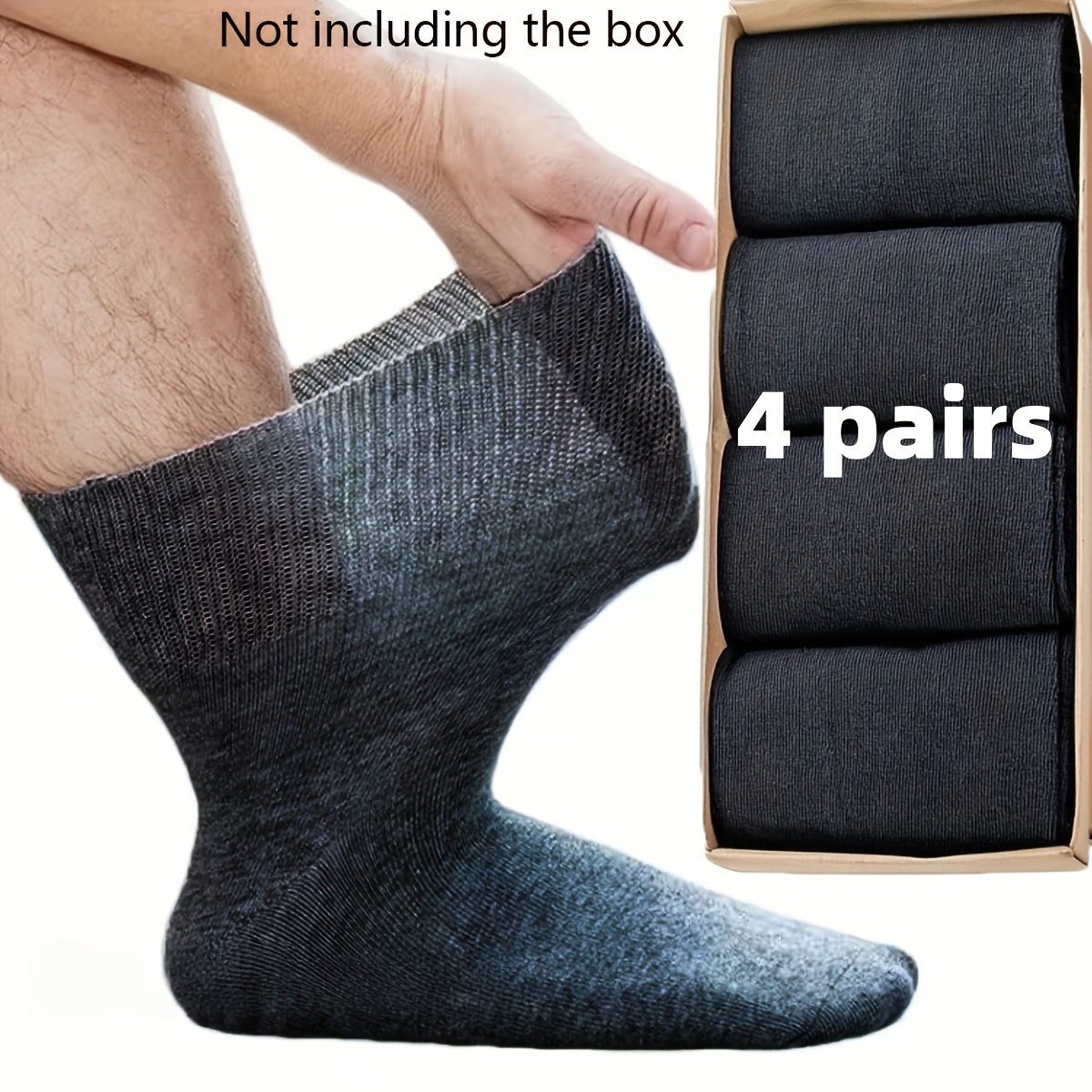 TEMU 4 Pairs Of Extra-large Socks | Extra-wide Non-constricting Sock Cuffs | Soft And Breathable Fabric, Designed For Sensitive Feet And, Unisex,
