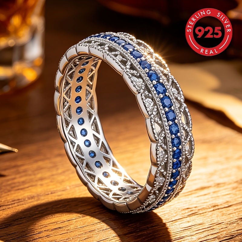 Image of 1pc S925 Silver Ring, Set With Cubic Zirconia. Universal For Men And Women. Luxurious And Easy, Elegant And Fashionable. Suitable As A Gift For Men Or Women. Suitable For Daily Wear. Ideal For