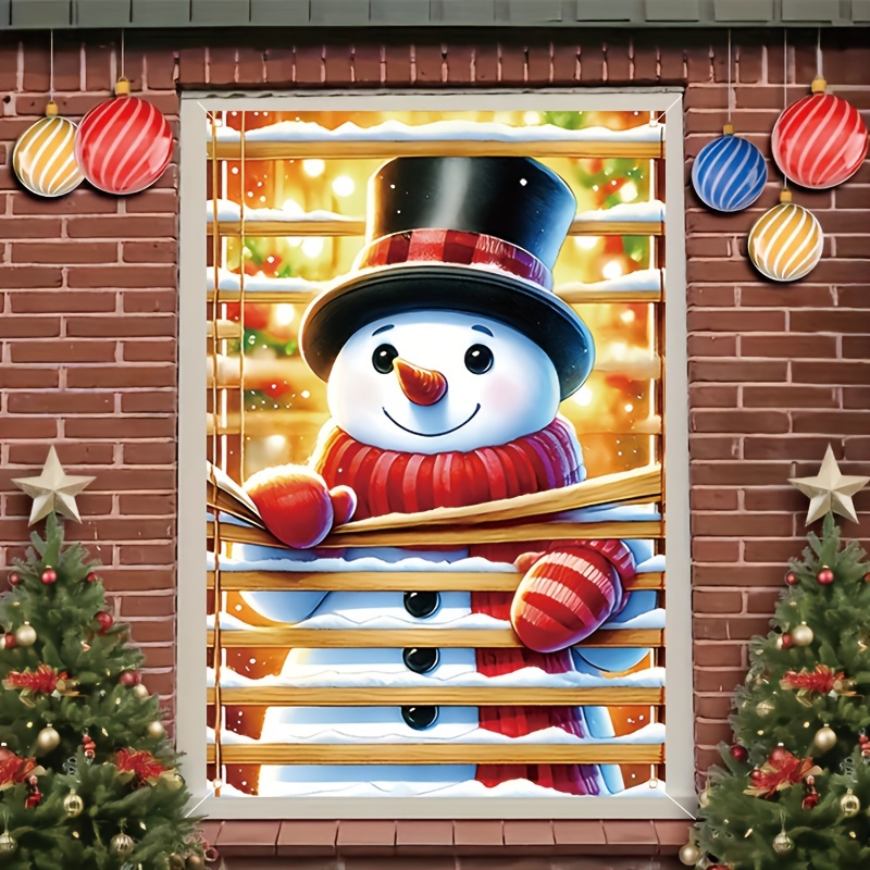 

Merry Christmas Window Banner - Santa, Snowman & Gingerbread Design | 31x47in Polyester Holiday Decor For Indoor/outdoor Home , Christmas Decor