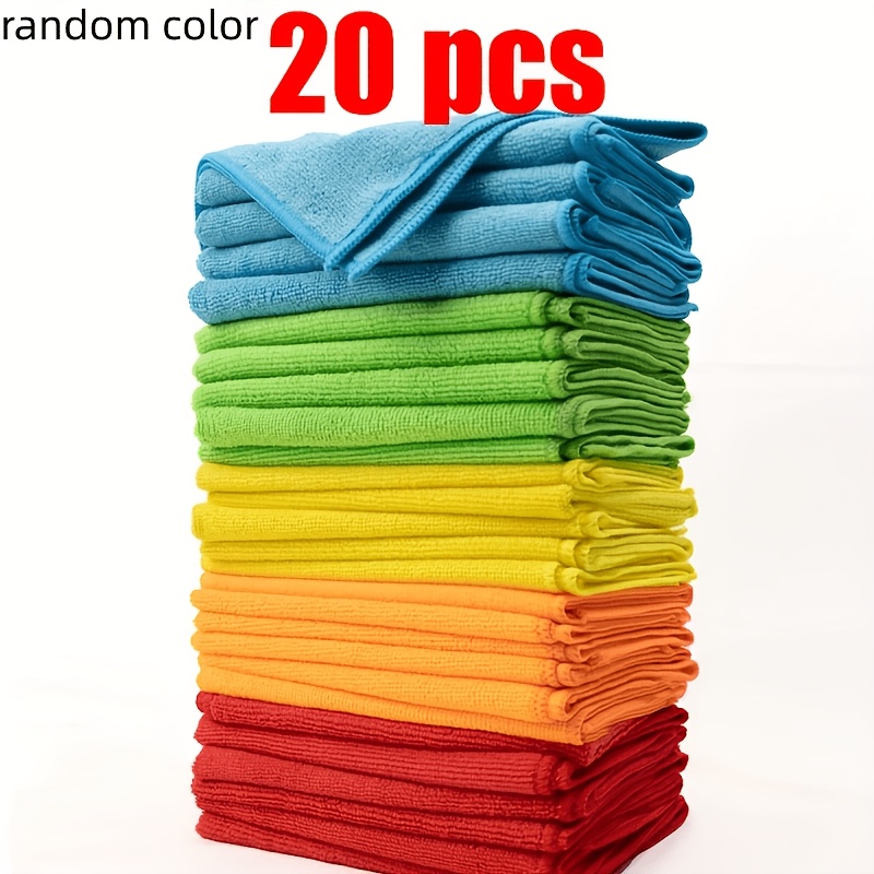 20/10pcs, Microfiber Cleaning Towels, Reusable Cleaning Cloths - Absorbent, Durable And Quick-drying, Suitable For Kitchen, Yard And Commercial Cleaning, Washable, Gift For , Random Color