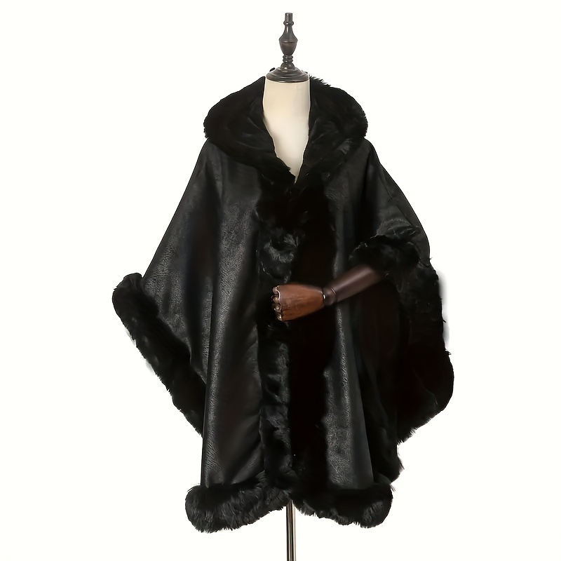 hooded rabbit shawl fleece lined thickened cape hat - Temu Pakistan
