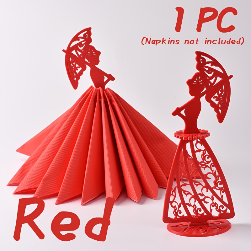 TEMU 1pc Hollow-out Umbrella-shaped Ladies' Napkin Holder, Creative Skirt Hem Style Tissue Organizer, Dining Table And Living Room Decorative