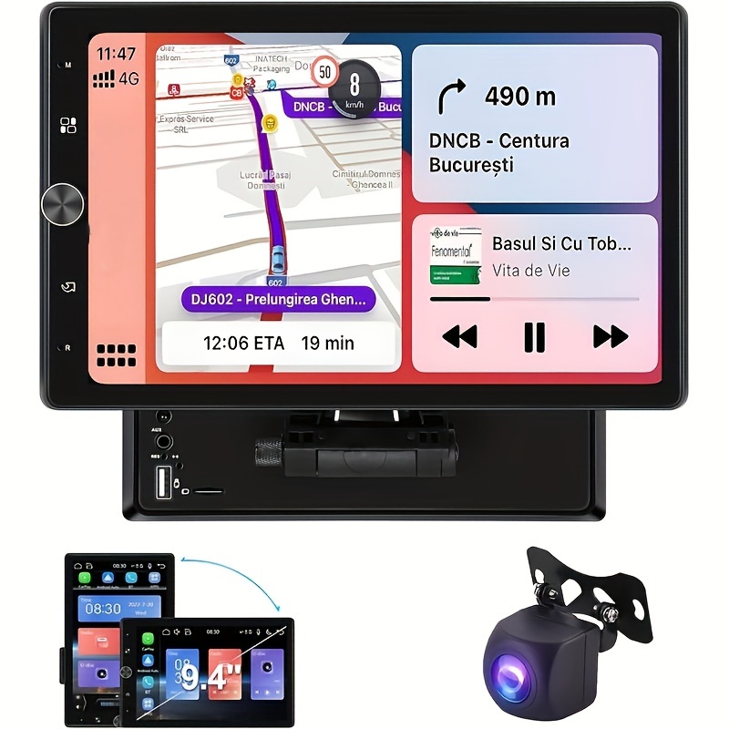 Android Single Din Car Stereo Flip Touch Screen Car Radio - Temu