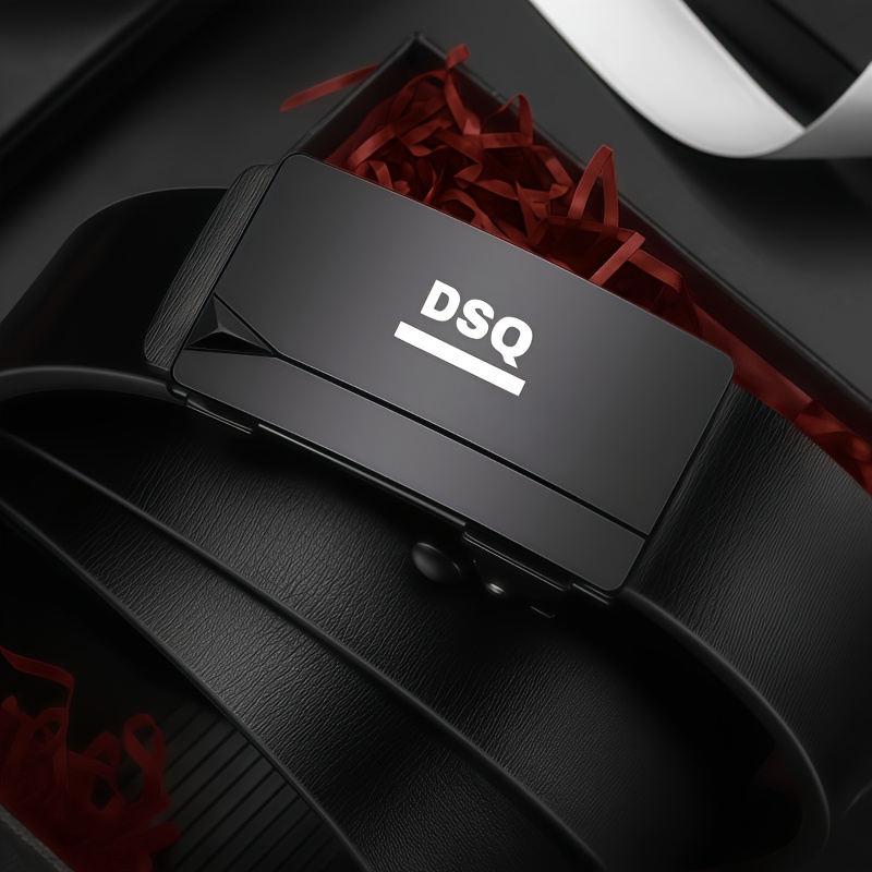 DSQ Patterned Men's Belt with Automatic Buckle Design