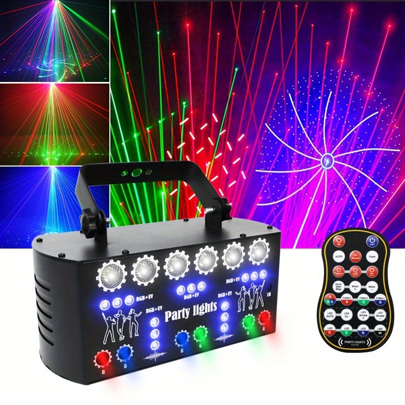 1pc dj party light with   super strobe light with remote control rgb beam projection light dmx 512 rave dance light suitable for nightclubs bars family   weddings christmas decoration new year black friday thanksgiving
