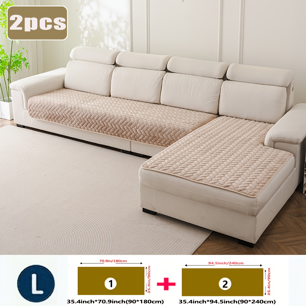 TEMU Rectangular 2pcs Sofa Cover Set With Geometric Pattern, Machine Washable Or Hand Washable, Non-slip Design, Suitable For Living Room Sofas And
