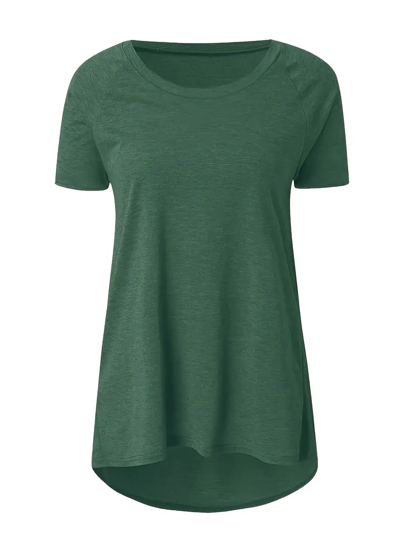 solid longline t shirt crew neck short sleeve t shirt casual womens clothing Product details 35