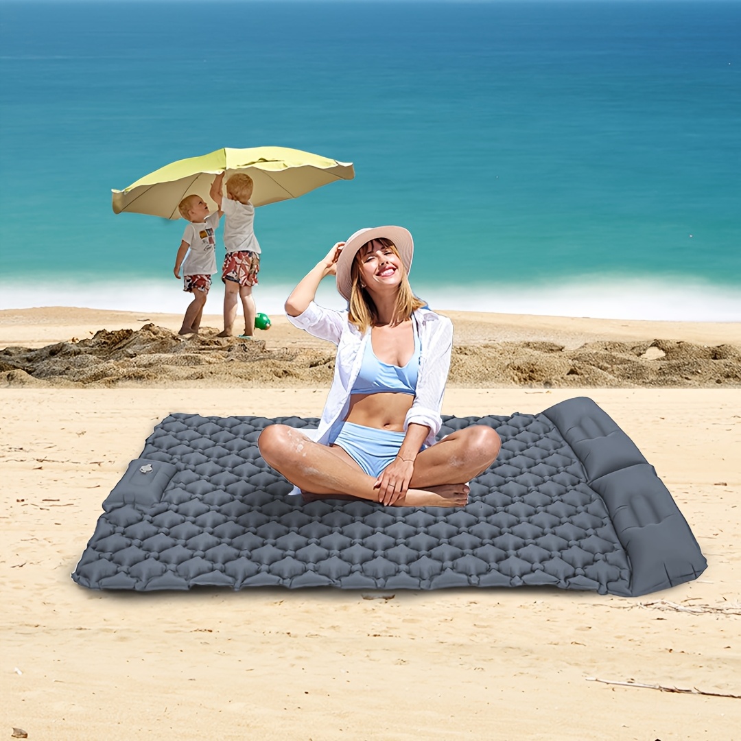 ultra lightweight double sleeping mat for camping hiking durable tpu nylon inflatable with built in   pump   repair kit storage bag 0