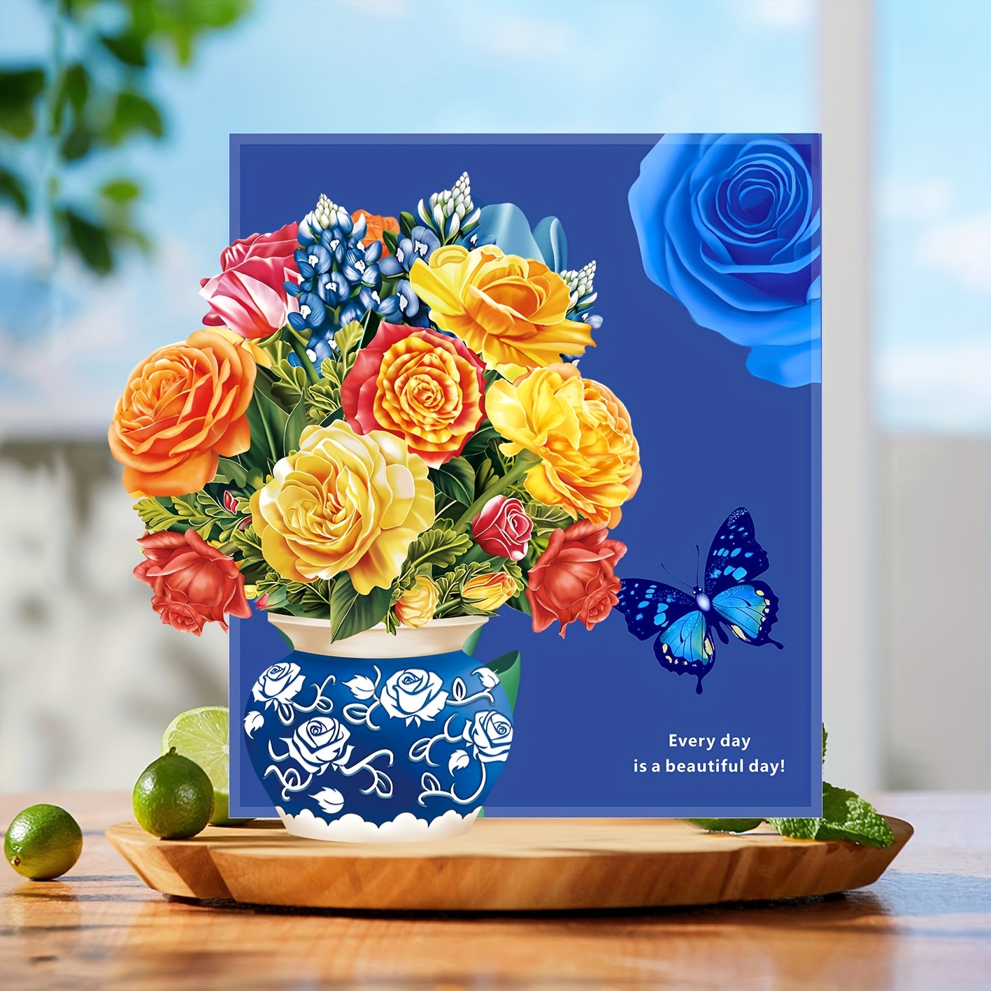 

3d Pop-up Flower Bouquet Greeting Card - All-occasion Good Luck Floral Popup Card With Space Theme, Paper Crafted, Suitable For Anyone, Includes Beautiful Color Envelope