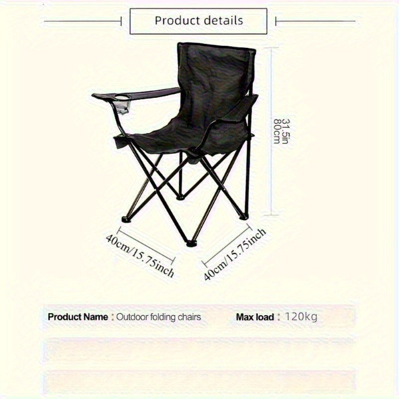 Lot de 4 chaises de plage pliables légères avec sac de transport et porte-gobelet - Cadre durable, idéales pour les loisirs en plein air et la pêche, siège portable, design compact, rangement facile, tissu de haute qualité, chaises pliables, parfaites pour les amateurs de pique-nique