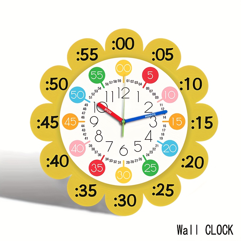 TEMU 1pc Irregularly Shaped Clock, Colorful Design Educational Wall Clock, Irregularly Cut Creative Colorful Clock, Silent Quartz Irregular Wooden