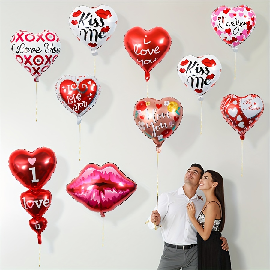 Globos de decoración para el día de San Valentín Globos de láminas de amor  Kit de decoración de globos rojos reutilizables Globos de helio de aire  para el día de San Valentín