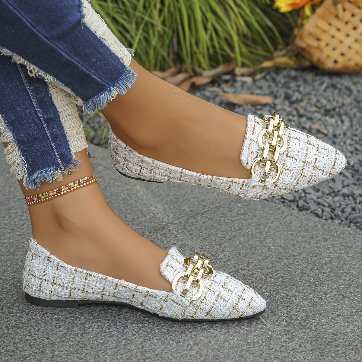 womens wide size pointed toe slip flats accents Temu Australia