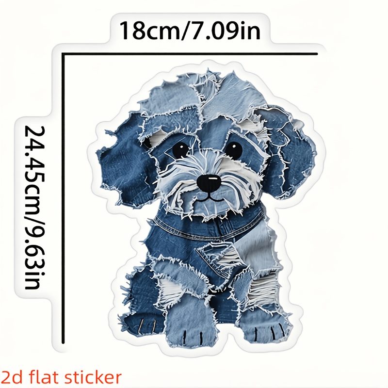 2d Flat Denim Pattern Dog Heat Transfer Stickers, Iron-on Patches For T-shirt Art, Pillow Decor - Multicolor, Washable Plastic Appliqués, Suitable For T-shirts, Sweatshirts, Jeans, Bags, And Hats