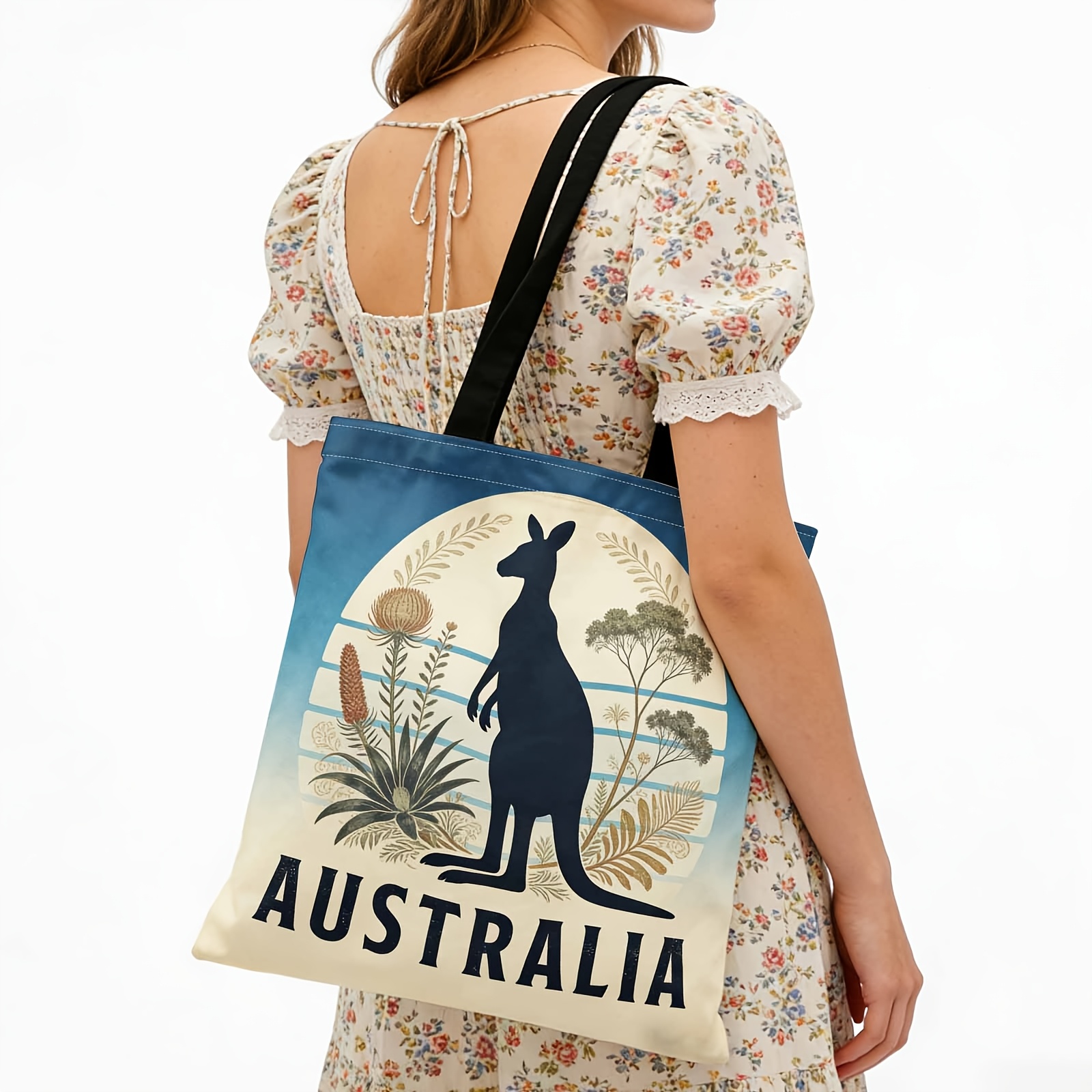 TEMU Chic Tote Bag Featuring An Australian Kangaroo Design, Everyday Use, Shopping, Travel, And Casual . A Great Gift For Ones