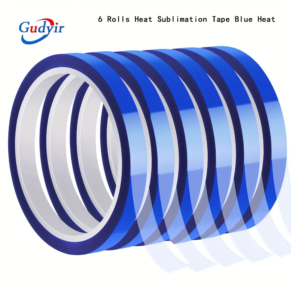Image of 6 Rolls Heat Sublimation Heat Transfer Tape 10mm X 30m (98ft) Sublimation Heat Resistant Tape, Heat Transfer Tape For Sublimation Press Electronic Soldering Insulation, No Residue