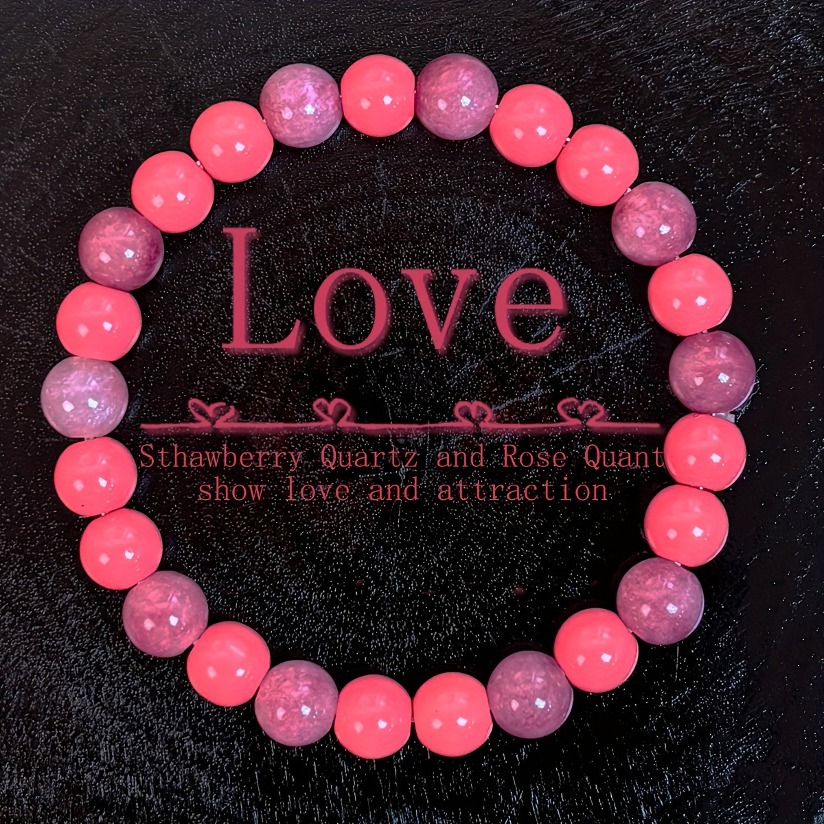 

1 bracelet vintage bohème style et quartz rose, perles en cristal pour femmes, bijoux en 8 mm, idéal pour un et cadeau, pour la Saint-Valentin - Compatible avec toutes les