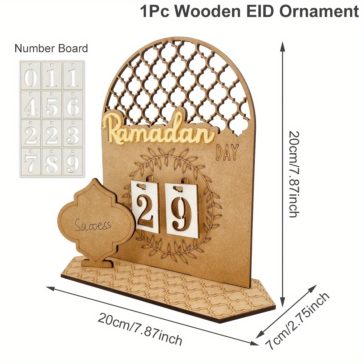 TEMU 1set, Wooden Eid Advent Countdown Calendars, Wood Til Ramadan Advent Countdown Calendars Table Ornament With Numbers, Eid Home Decorations Gifts