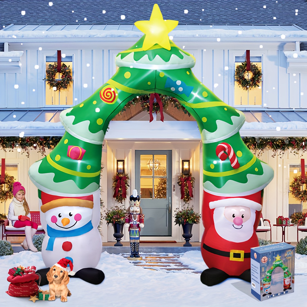 Christmas Inflatable Archway Santa Claus and deals Snowman with LED Lights