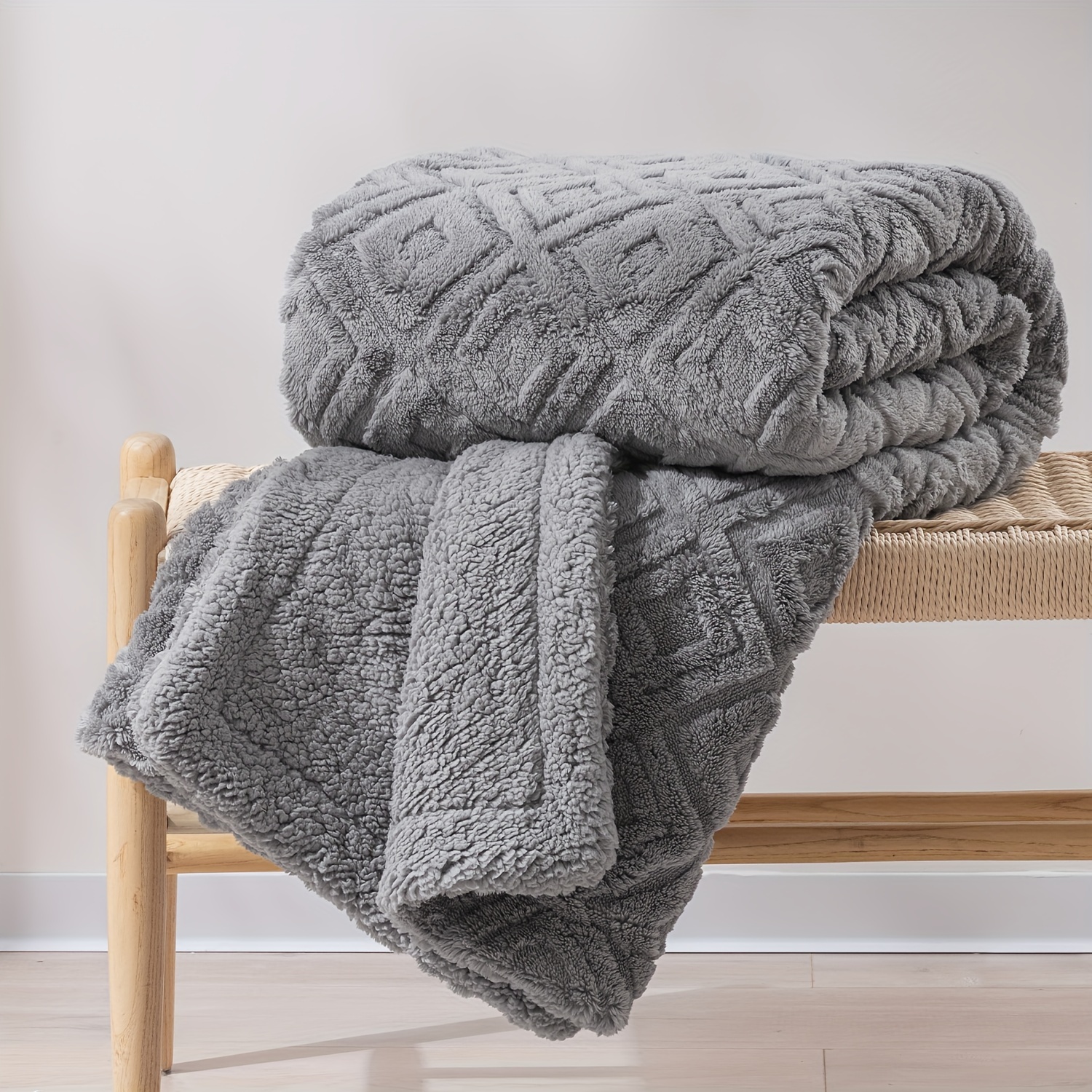

Evergrace Jacquard Boho Sherpa Fleece Throw Blanket For Couch, Super Soft Cozy Fuzzy Plush Blankets For Winter, Reversible Thick Warm Blanket For Bed, Sofa, Living Room