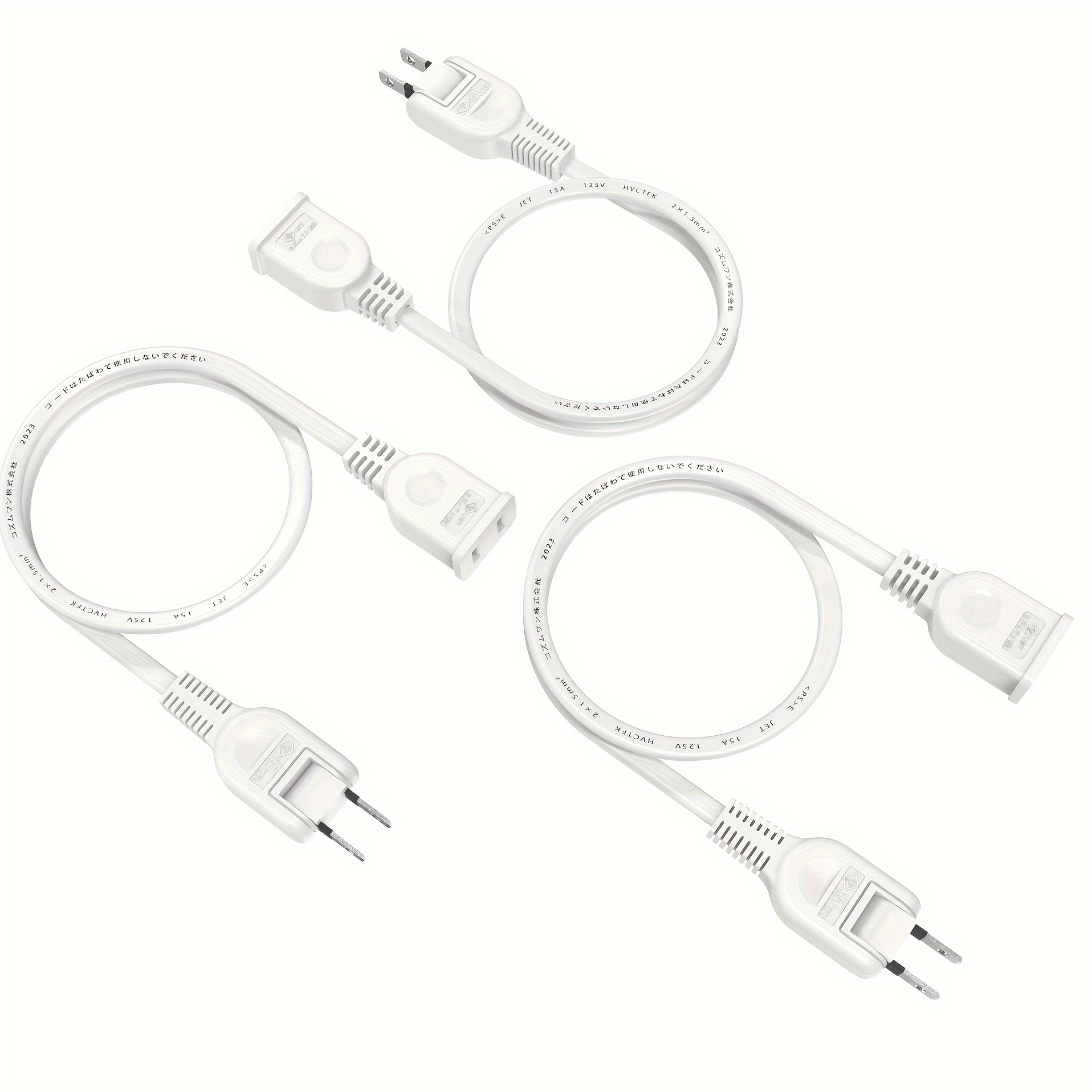 TEMU Extension Cord 3pcs 0.5m 1m Ac Adapter Power Extension Cord Neat Connection 15a 1500w Swing Plug Short Pse Mark Included Insulation Stylish