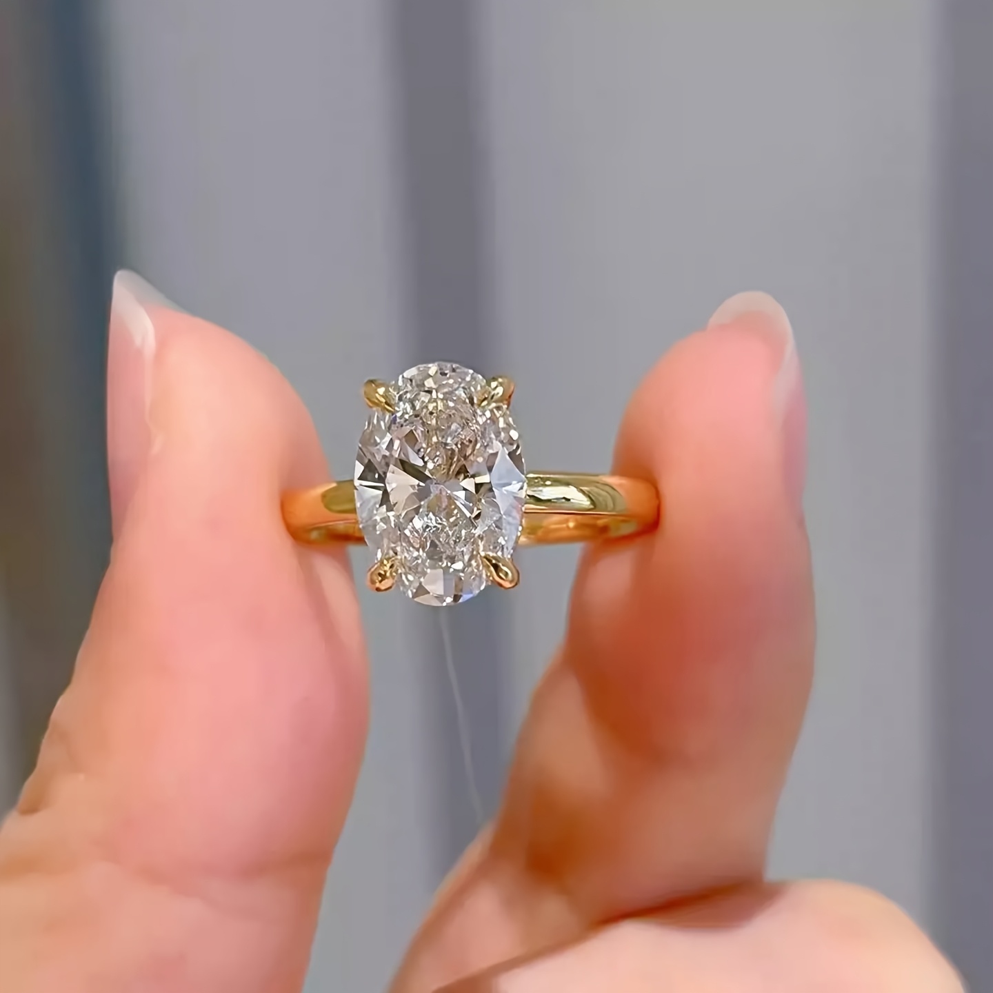 Women's Moissanite Oval Ring, 1/2/3 Carat Stunning Gift