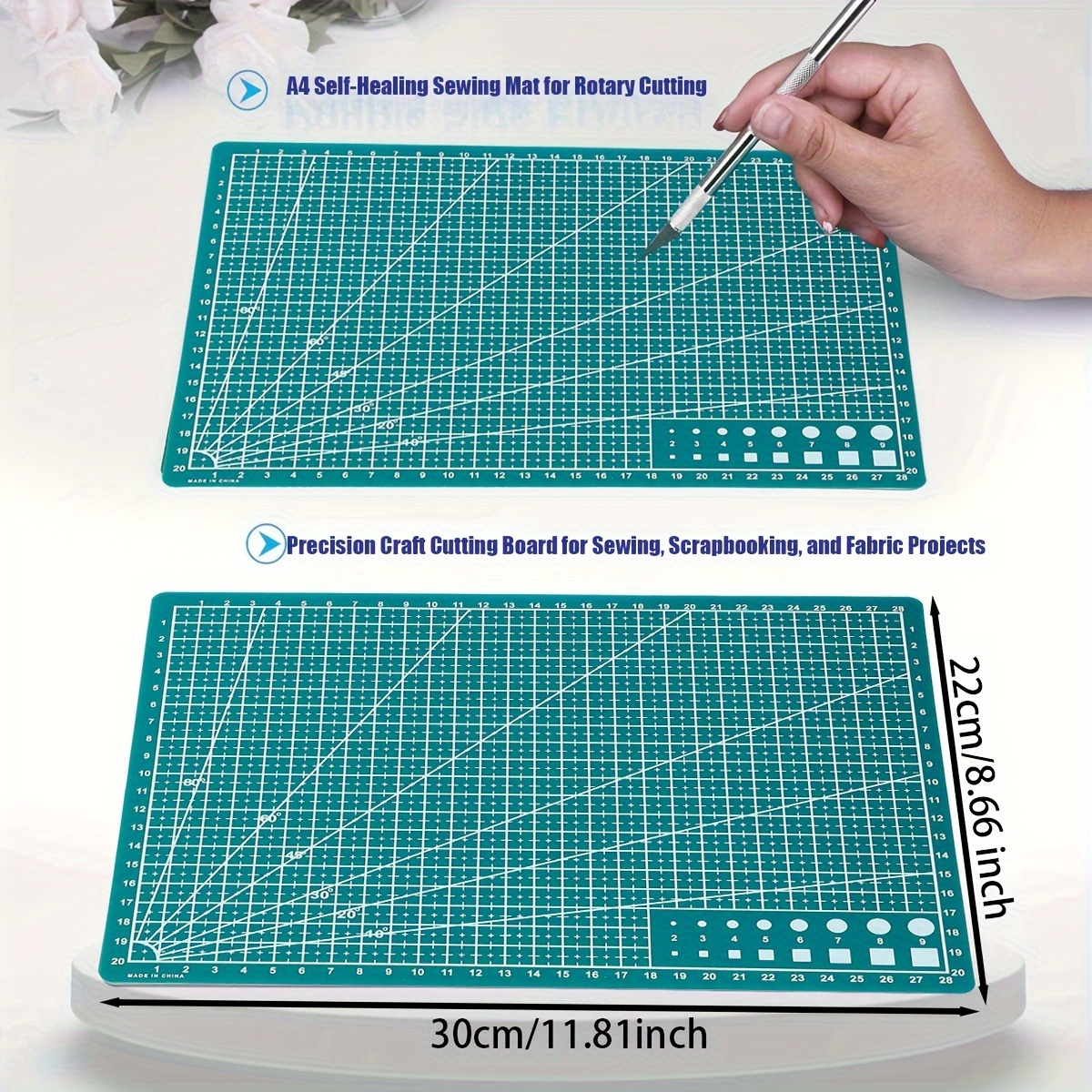 

Precision A4 Rotary Cutting Mat - Pp Material For Sewing & Scrapbooking, Ideal For Crafters & Diy Enthusiasts - Protects Surfaces & Ensures Precise Cuts