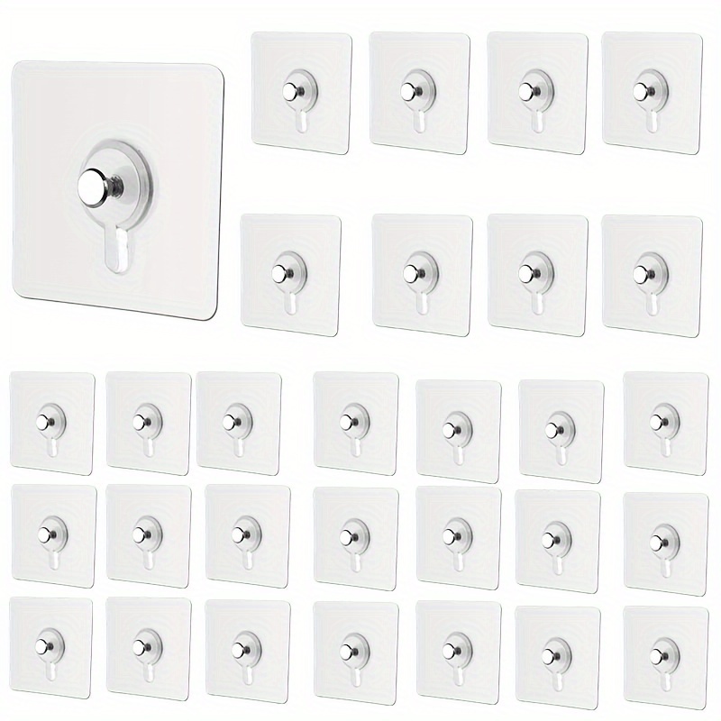 

10/20/30pcs Contemporary Wall Mount Utility Hooks - , Strong Adhesive, No Drilling, Waterproof Plastic Hangers For Pictures, Frames, Posters, Clocks In Kitchen & Bathroom